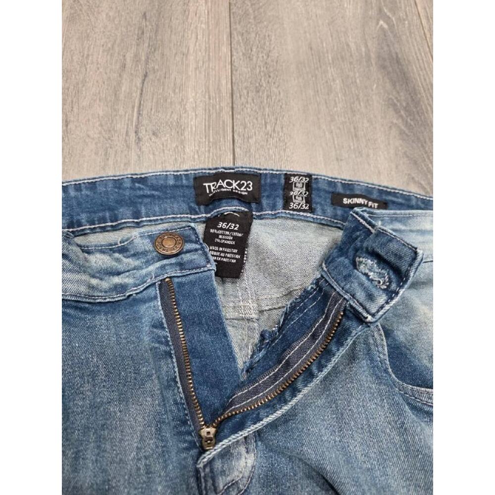 TRACK 23 Skinny Fit Men's Y2K Jeans 36x32 Blue A004251 - Picture 2 of 8